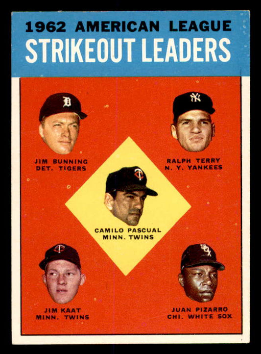 1963 Topps Baseball #010 A.L. Strike Out Leaders Jim Bunning EX 552301