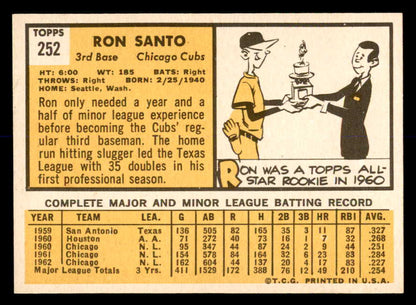 1963 Topps Baseball #252 Ron Santo Cubs NR-MT 552334