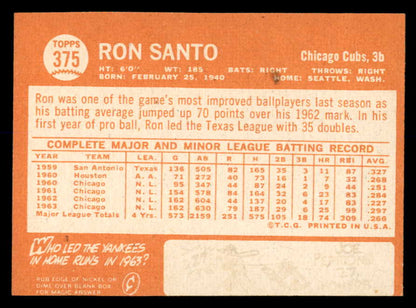 1964 Topps Baseball #375 Ron Santo Cubs VG-EX 552335