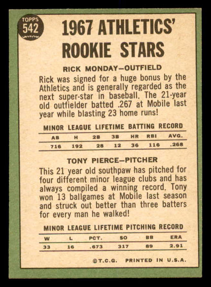 1967 Topps Baseball #542 Rick Monday A's EX-MT 552376