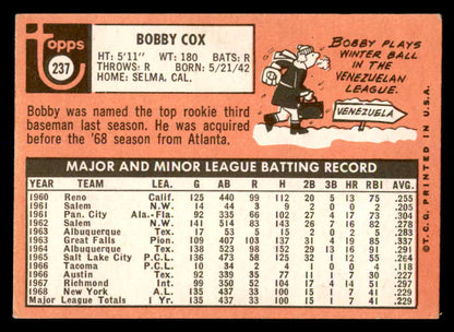1969 Topps Baseball #237 Bobby Cox Yankees EX 552385