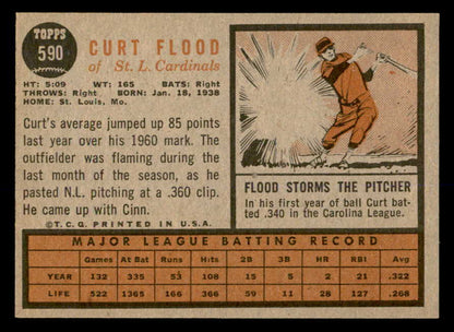 1962 Topps Baseball #590 Curt Flood Cardinals EX-MT 552391