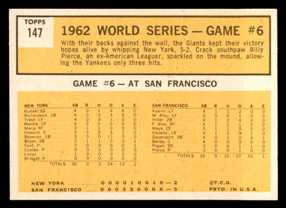1963 Topps Baseball #147 World Series Game 6 Billy Pierce EX-MT 552405