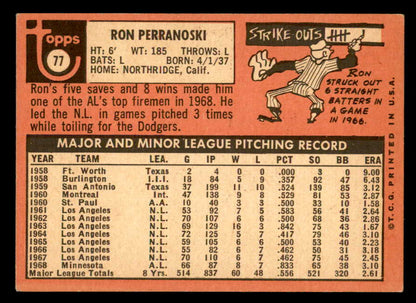 1969 Topps Baseball #077 Ron Perranoski Twins VG-EX Variation 552421