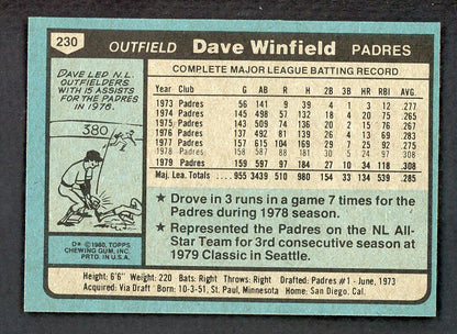 1980 Topps Baseball #230 Dave Winfield Padres NR-MT 552430