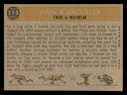 1960 Topps Baseball #115 Hoyt Wilhelm Roy Face NR-MT 552438