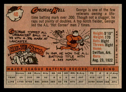 1958 Topps Baseball #040 George Kell Orioles EX-MT 552440