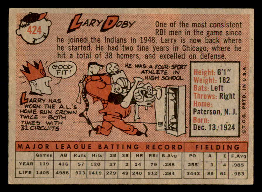 1958 Topps Baseball #424 Larry Doby Indians EX-MT 552445