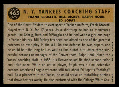 1960 Topps Baseball #465 Bill Dickey Yankees EX-MT 552454