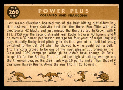 1960 Topps Baseball #260 Rocky Colavito Tito Francona EX-MT 552455