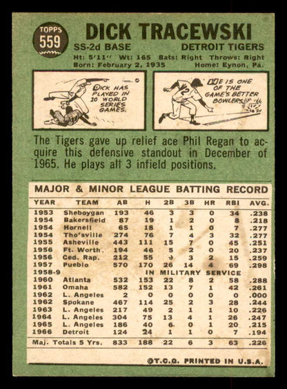 1967 Topps Baseball #559 Dick Tracewski Tigers EX-MT 552515