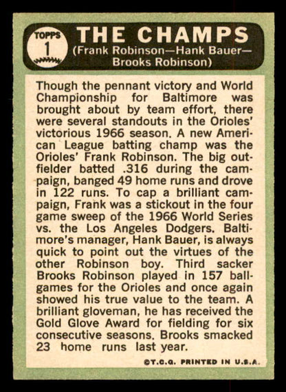 1967 Topps Baseball #001 Brooks Robinson Frank Robinson EX-MT 552524