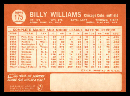 1964 Topps Baseball #175 Billy Williams Cubs NR-MT 552528