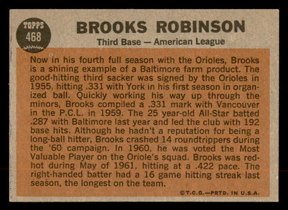 1962 Topps Baseball #468 Brooks Robinson A.S. Orioles EX-MT 552567