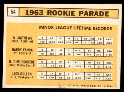 1963 Topps Baseball #054 Dave DeBusschere White Sox NR-MT 552571