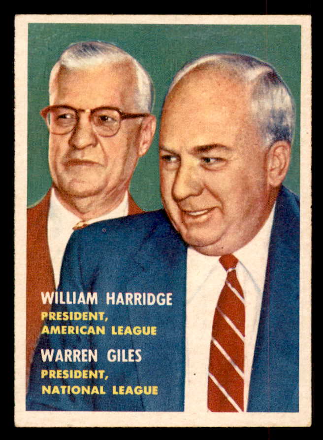 1957 Topps Baseball #100 Warren Giles William Harridge EX-MT 552614