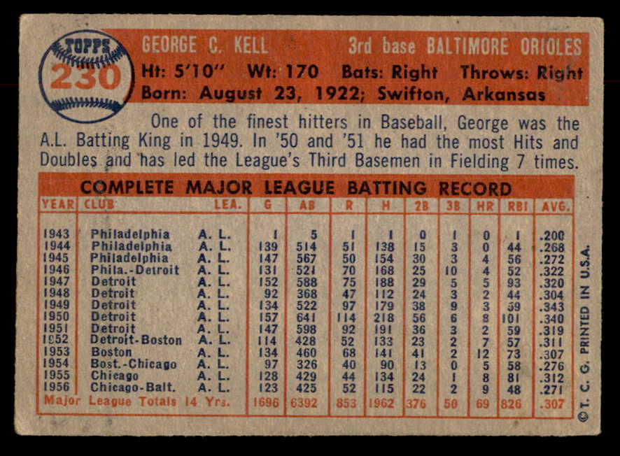 1957 Topps Baseball #230 George Kell Orioles VG-EX 552624