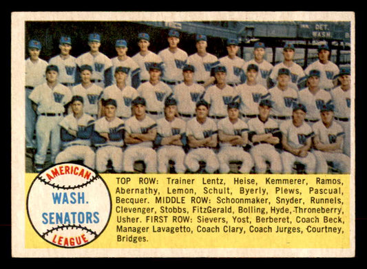 1958 Topps Baseball #044 Washington Senators Team EX-MT 552643
