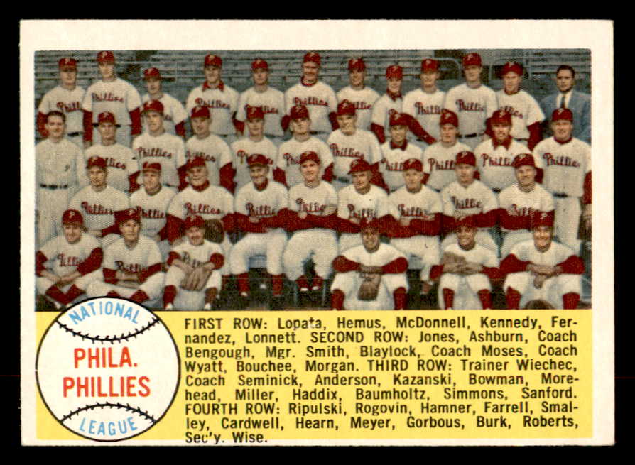 1958 Topps Baseball #134 Philadelphia Phillies Team EX 552647