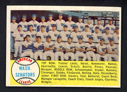 1958 Topps Baseball #044 Washington Senators Team EX 552648