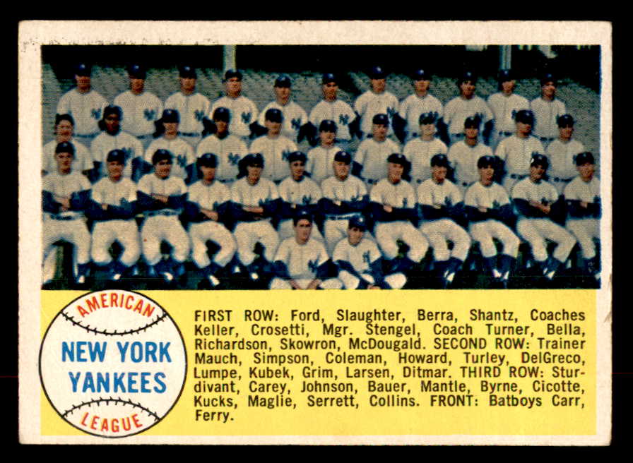 1958 Topps Baseball #246 New York Yankees Team EX 552649