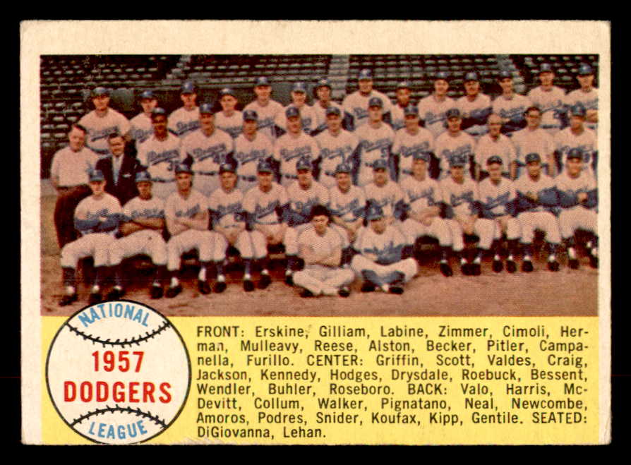 1958 Topps Baseball #071 Los Angeles Dodgers Team VG-EX 552652