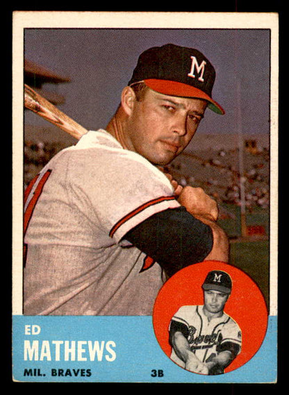 1963 Topps Baseball #275 Eddie Mathews Braves EX 552740