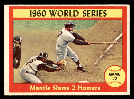 1961 Topps Baseball #307 World Series Game 2 Mickey Mantle EX 552765