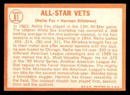 1964 Topps Baseball #081 Harmon Killebrew Nellie Fox EX+/EX-MT 552777
