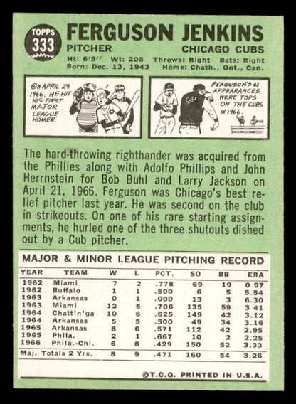 1967 Topps Baseball #333 Fergie Jenkins Cubs NR-MT 552802