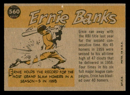 1960 Topps Baseball #560 Ernie Banks A.S. Cubs NR-MT 552828