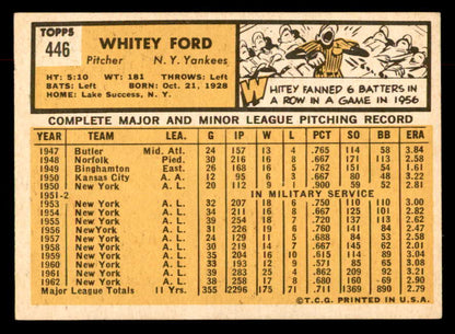 1963 Topps Baseball #446 Whitey Ford Yankees EX-MT 552833