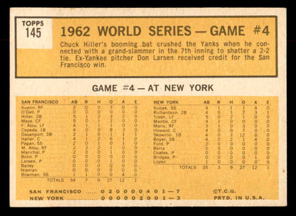 1963 Topps Baseball #145 World Series Game 4 Chuck Hiller EX-MT 552851