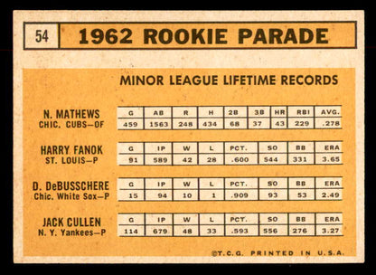 1963 Topps Baseball #054 Dave DeBusschere White Sox EX-MT Variation 552863