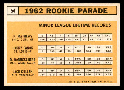1963 Topps Baseball #054 Dave DeBusschere White Sox EX-MT Variation 552864