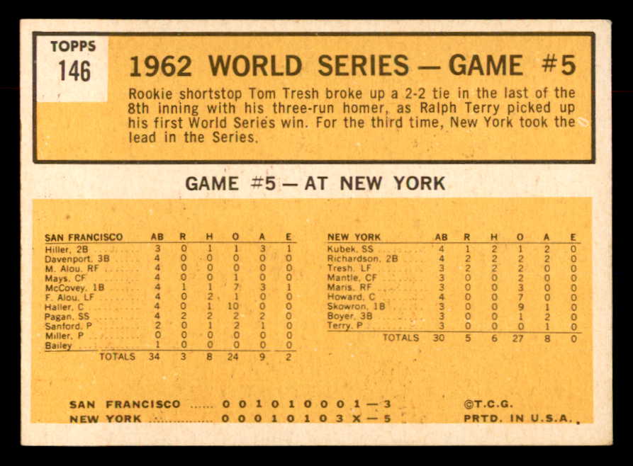 1963 Topps Baseball #146 World Series Game 5 Tom Tresh EX-MT 552870