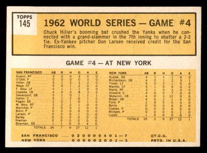 1963 Topps Baseball #145 World Series Game 4 Chuck Hiller EX+/EX-MT 552871