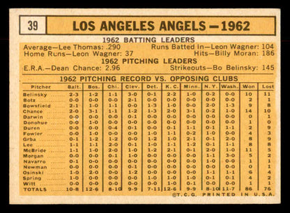 1963 Topps Baseball #039 Los Angeles Angels Team EX-MT 552875