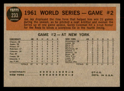 1962 Topps Baseball #233 World Series Game 2 Joe Jay EX-MT 552910