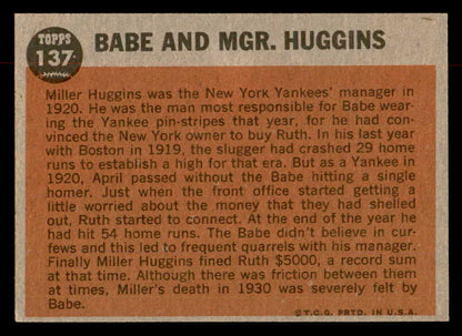 1962 Topps Baseball #137 Babe Ruth Yankees EX-MT 552916