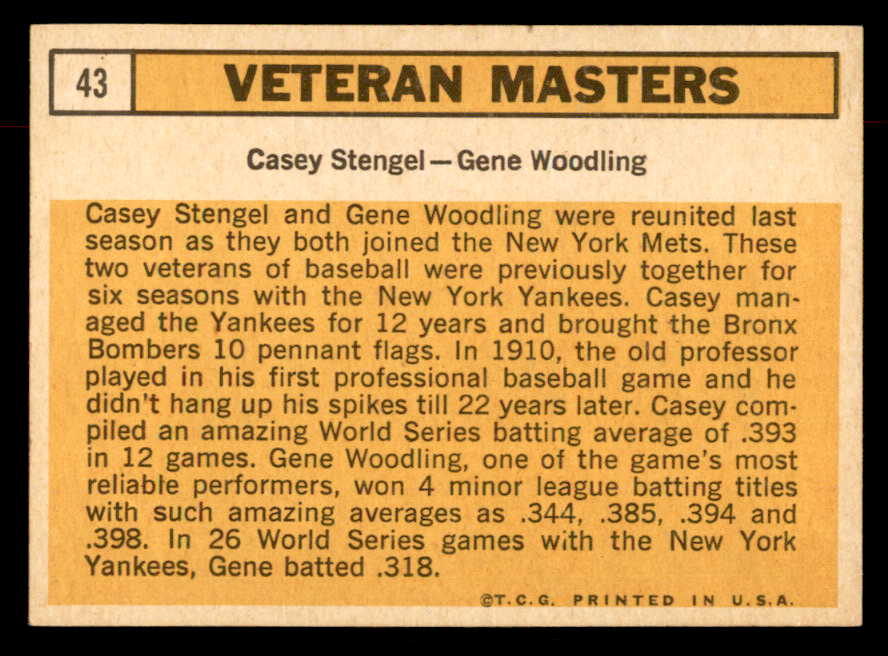 1963 Topps Baseball #043 Casey Stengel Gene Woodling EX-MT 552939