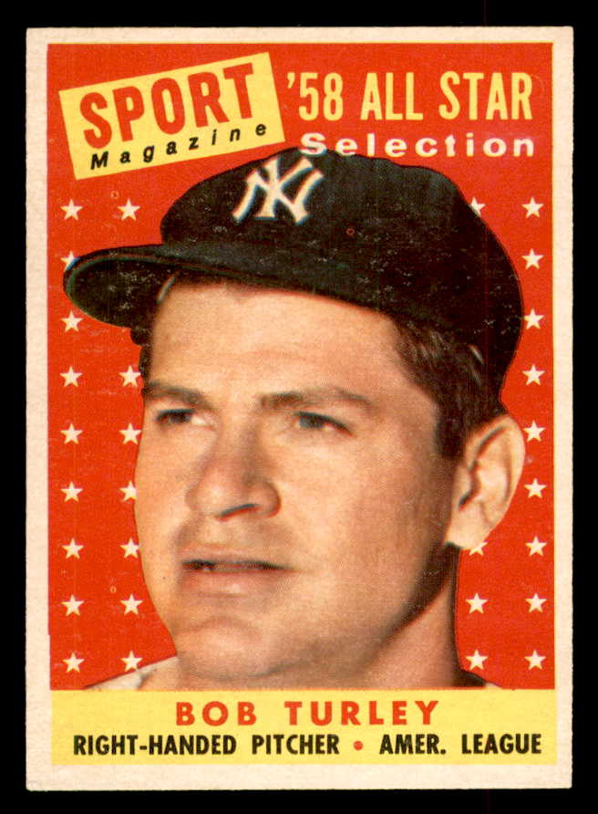 1958 Topps Baseball #493 Bob Turley A.S. Yankees EX-MT 552947
