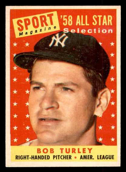 1958 Topps Baseball #493 Bob Turley A.S. Yankees EX-MT 552947