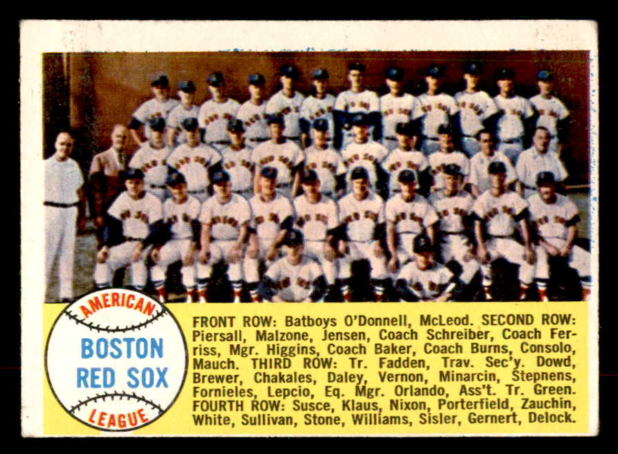 1958 Topps Baseball #312 Boston Red Sox Team VG-EX 552959