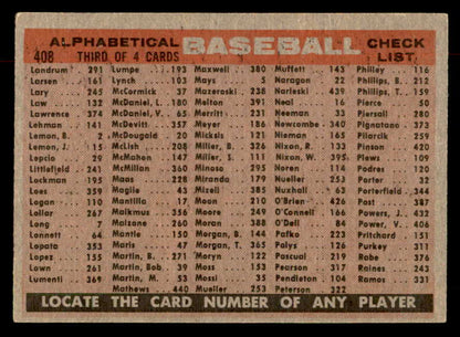 1958 Topps Baseball #408 Baltimore Orioles Team EX 552961