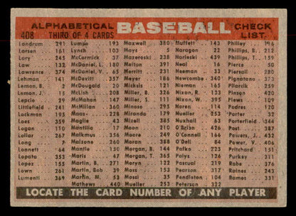 1958 Topps Baseball #408 Baltimore Orioles Team EX-MT 552962