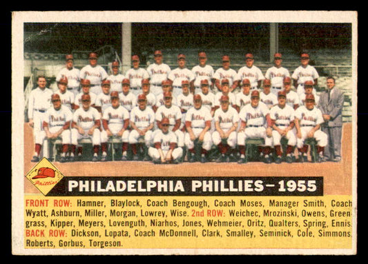 1956 Topps Baseball #072 Philadelphia Phillies Team EX-MT Dated 552978