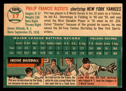 1954 Topps Baseball #017 Phil Rizzuto Yankees EX-MT 552996