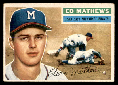 1956 Topps Baseball #107 Eddie Mathews Braves EX Gray 553004