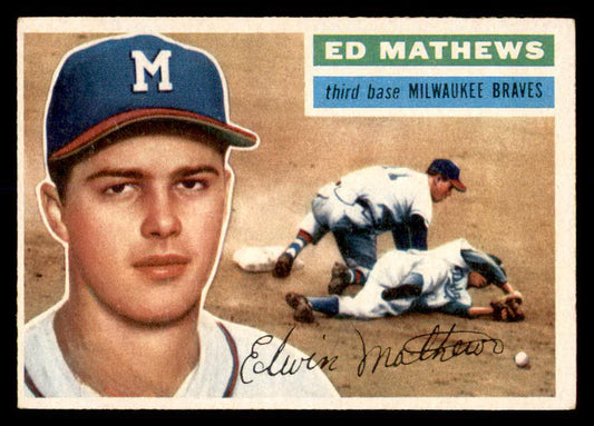 1956 Topps Baseball #107 Eddie Mathews Braves EX-MT Gray 553005